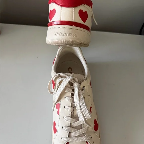 Coach Sneakers with Red Hearts - Picture 3 of 4